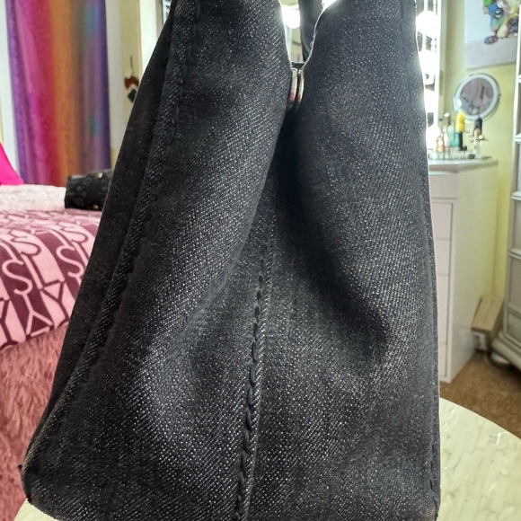 Prada Black Denim Canapa Tote Bag - Picture 2 of 8